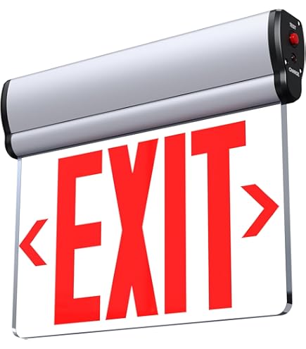 アルミニウム LED EXIT サイン Red LED Edge Lit Exit Sign UL Listed, Brushed Aluminum Housing