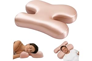 vocheer Side Sleeper Pillow for Anti-Wrinkle, Cooling Memory Foam Beauty Pillows for Neck Pain & Breathing Smoothly, Silky Sa