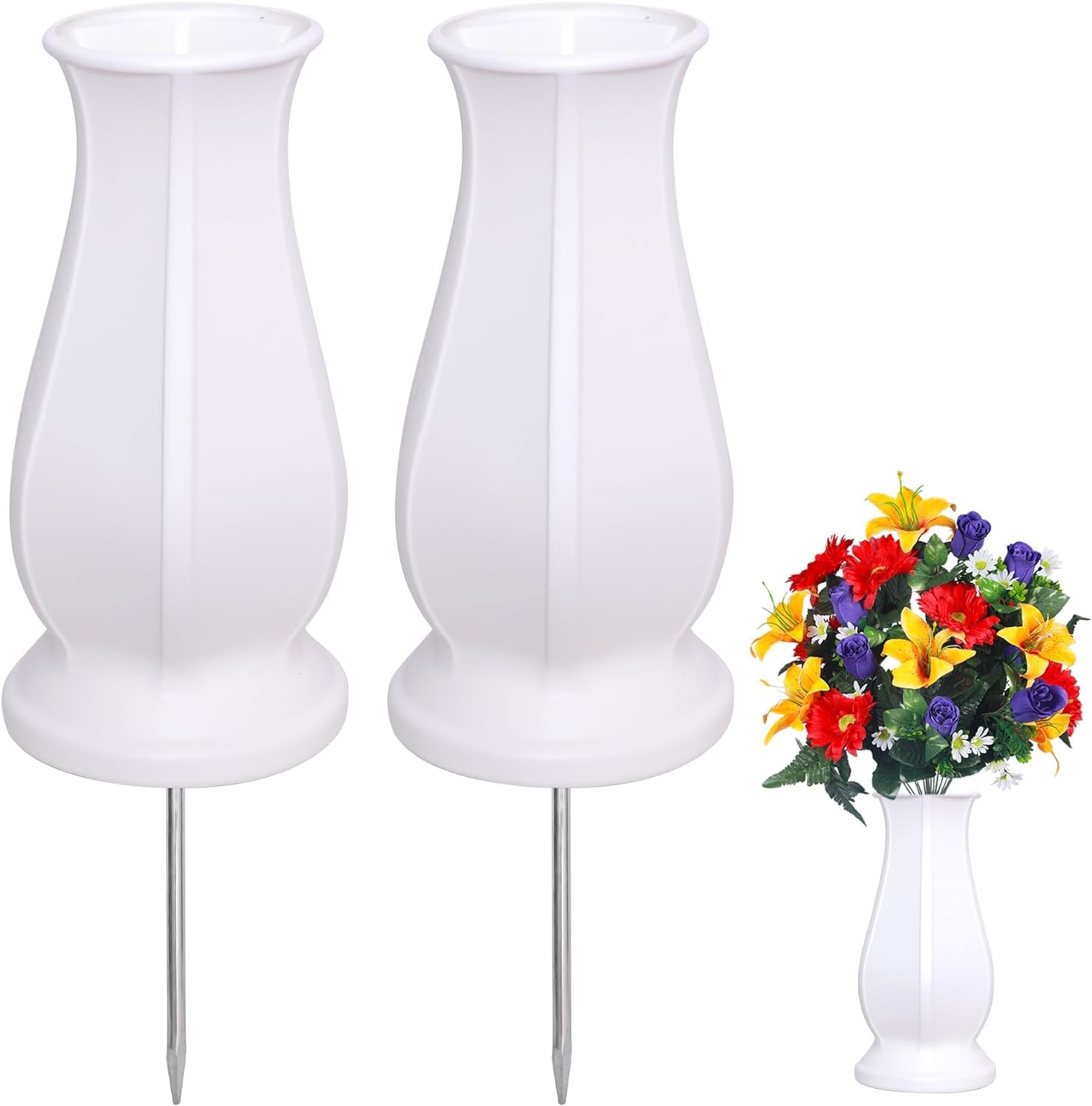 TFANUO Cemetery Vases with Spikes (2, white)