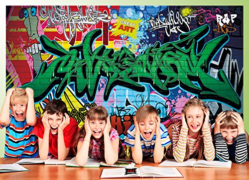 GREAT ART Wallpaper Graffiti Style - Kids and Teenagers Wall Decoration Street Art Mural Retro Posters (132.3 Inch x 93.7 Inch/336 x 238 cm)