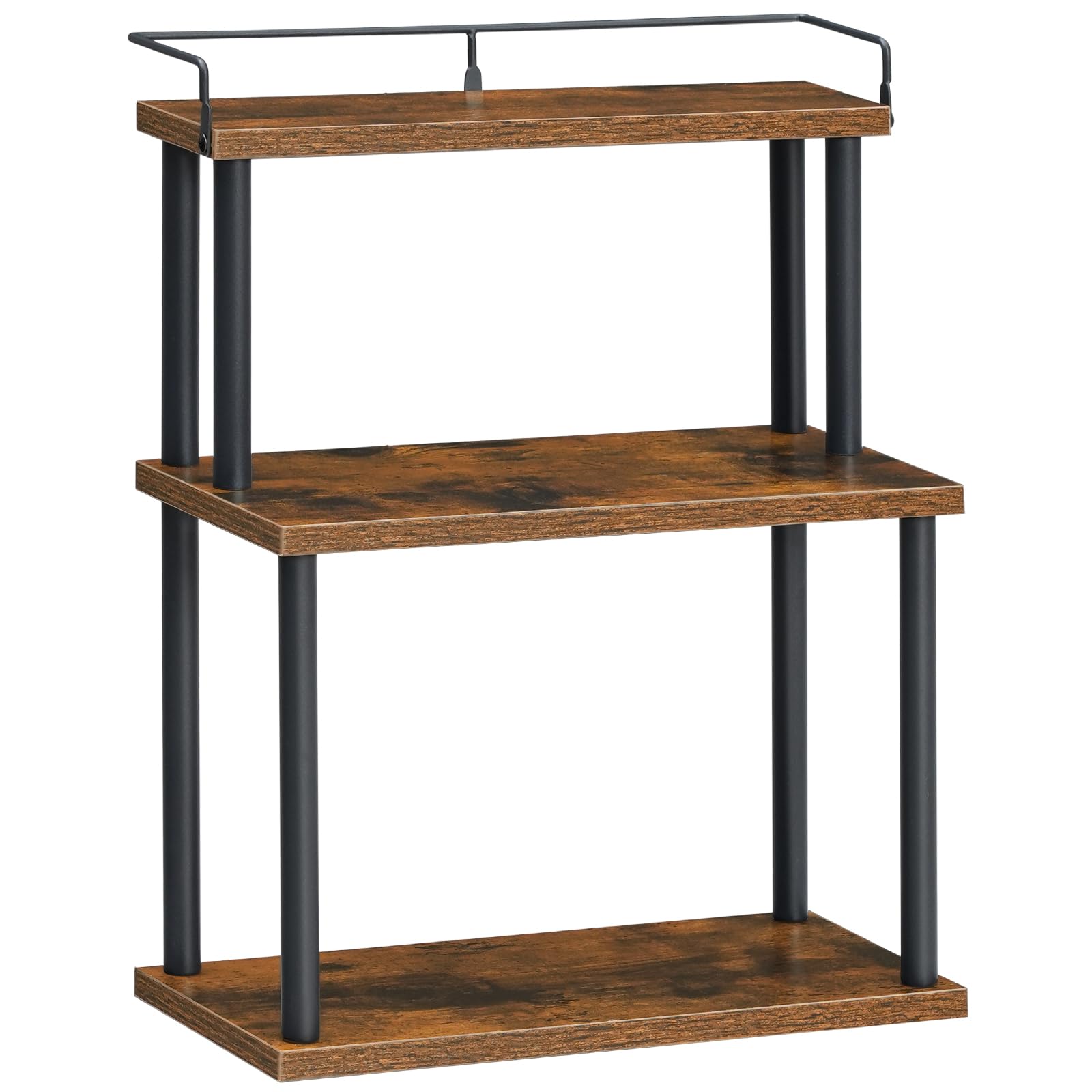 HOOBRO Spice Rack Free Standing, 3-Tier Kitchen Shelf Organiser, Counter Shelf, Kitchen Desktop Storage Organizer for Countertop, Office Desk, Living Room, Rustic Brown and Black EBF02TL01