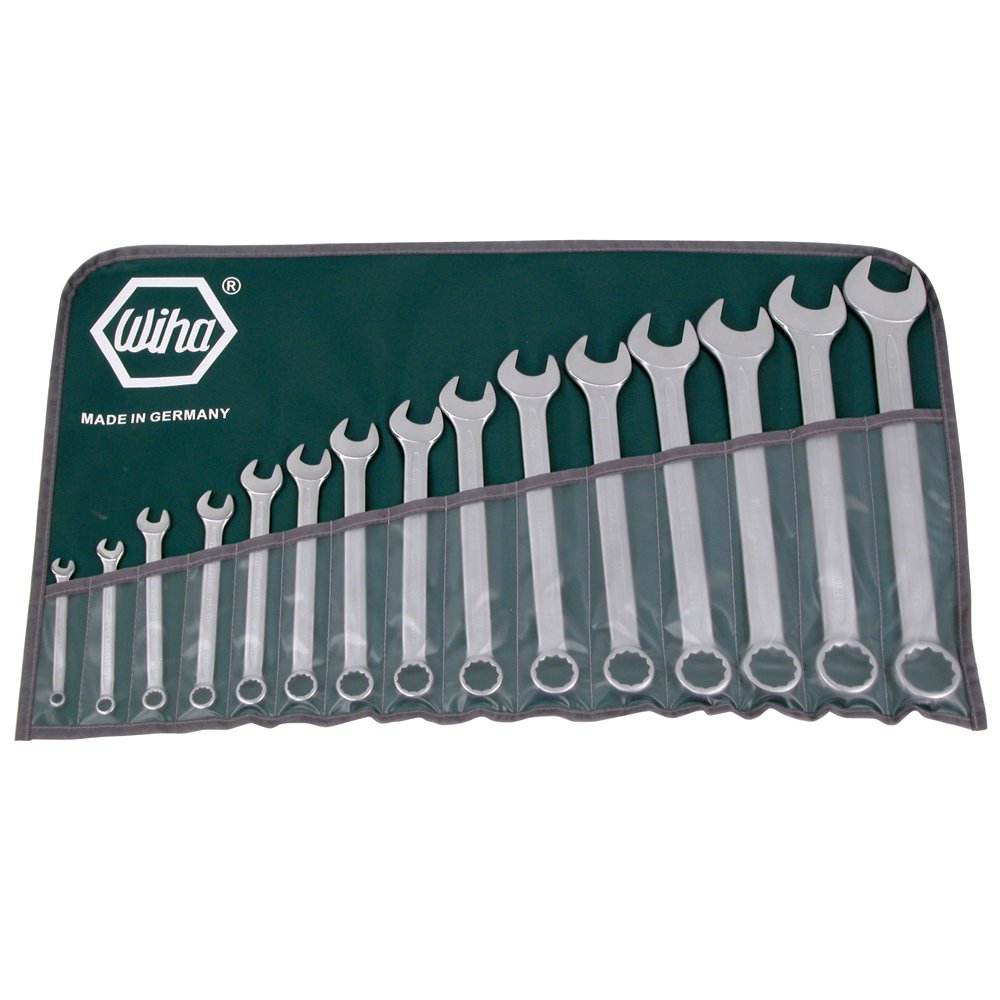 Wiha 40089 Roll Up Inch Combination Wrench Set, 15 Piece