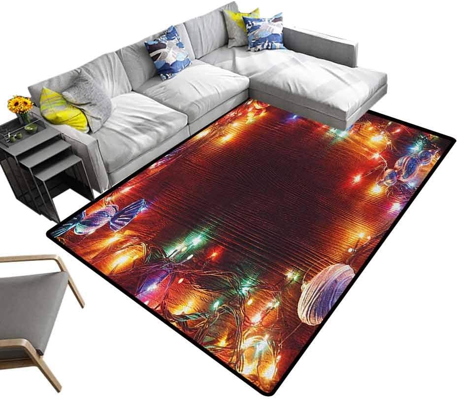 Christmas Area Rug Grunge Hipster Tinsel Winter Themed