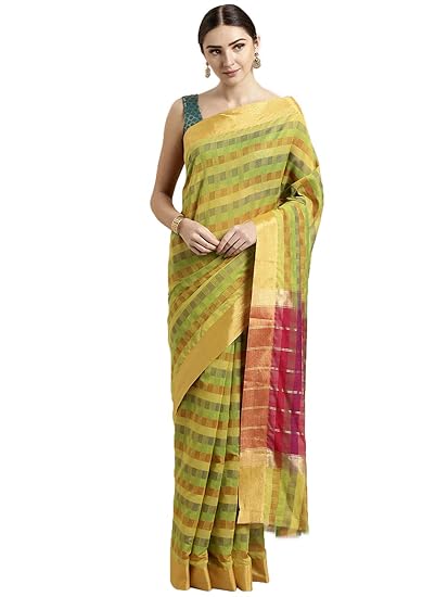 Womens Blended Cotton Saree (CCOPSC13813; Multicolor)
