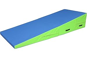 PRISP Folding Incline Gym Mat - Extra Long 71 x 30 x 14 in Wedge Gymnastics Tumbling Mat for Kids