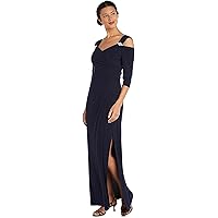 Alex Evenings Women's Plus Size Long Cold Shoulder Dress with Ruched Skirt,  Black, 14W at Amazon Women's Clothing store