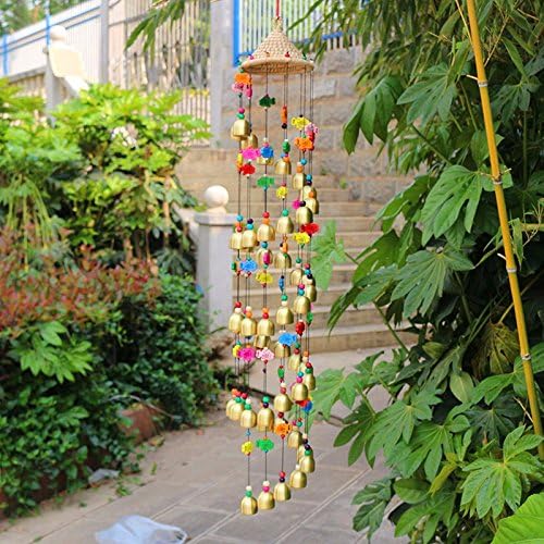 Handicrafts Home Door Hanging Decoration Strings and Ornaments Brass Bell Wind Chime for Shop Hallway and Garden Good Lucky for Wedding Birthay Mother's and Father's Day's Gift