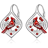 Talonior Cardinal Earrings for Women Red Cardinal Earrings Dangle Sterling Silver Bird Cardinals Jewelry Memorial Mothers Day Gifts