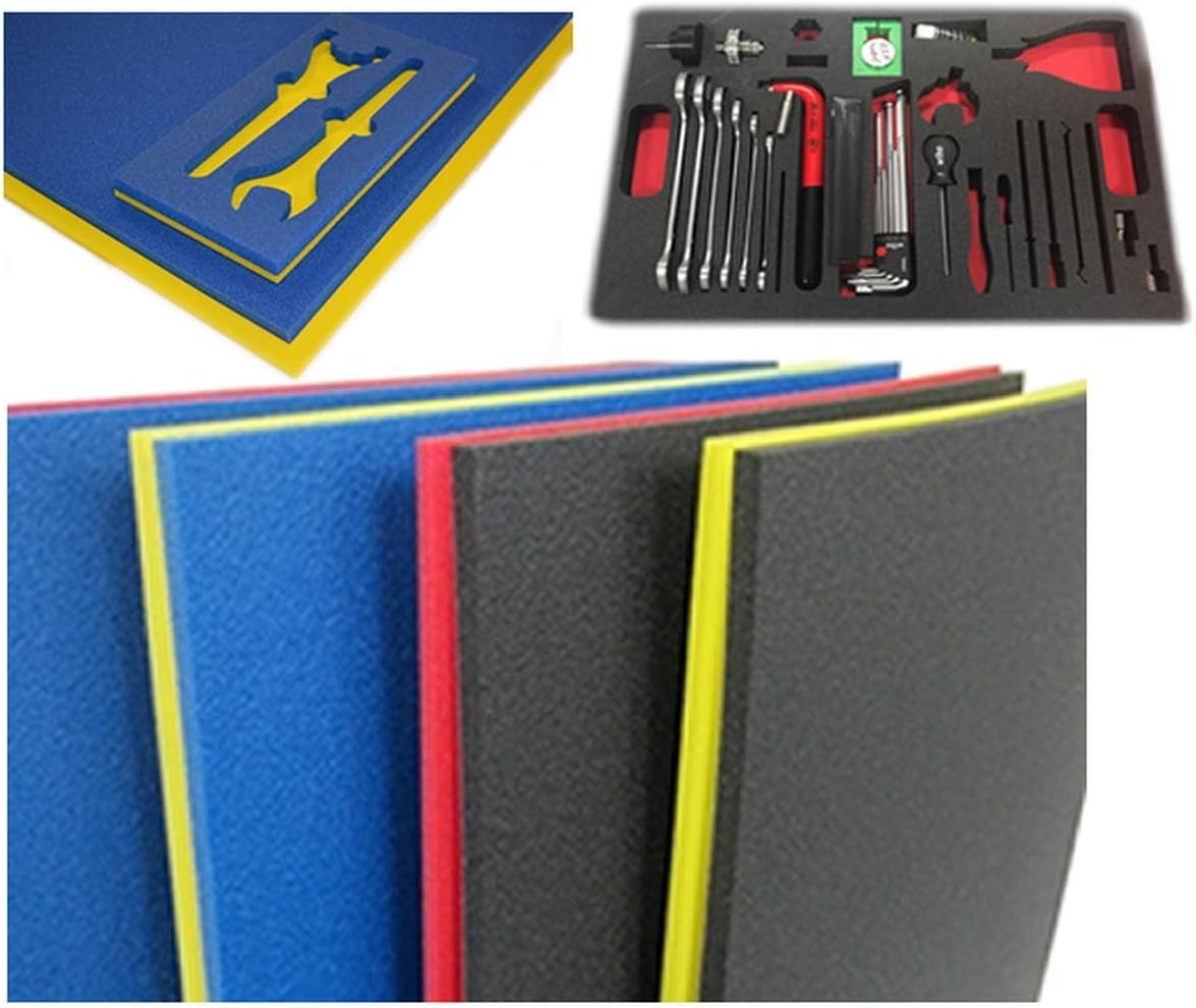 5S Tool Box Shadow Foam Organizers (2 Color) Custom Size (18" x 36", Blue Top/Yellow Bottom)