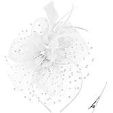 DRESHOW Fascinators Hat Feather Headband Women's Fascinators Tea Party Headwear with Clip Flower Head Band for Girls & Women