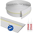 DGSL Universal Garage Threshold Seal Strip with Sealants/Adhesive, 20FT Waterproof Garage Door Bottom Rubber, DIY Garage Door Weather Stripping Replacement, White