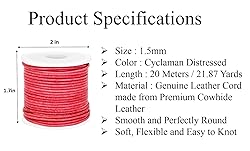 GENIQUE Real/Genuine Round Leather String Cord for