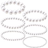 Matwsec 6PCS Pearl Bracelets for Women Stretch Pearl Jewelry Set for Lady Brides Bridesmaid Prom Wedding Party Christmas Gifts