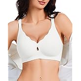 Vinfact Wireless Bras for Women No Underwire Scalloped Comfortable Push Up Supportive T-Shirt Bra Everyday Bra