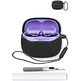 Case for JBL Tune Buds 2 - True Wireless Noise Cancelling Earbuds,Soft Protective,Shockproof, BOVUGAC Silicone Case Cover with Keychain & Cleaning Kit & Lanyard-Black