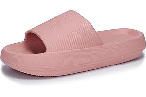 welltree Slides for Women Men Pillow Slippers Non-Slip Bathroom Shower Sandals Soft Thick Sole Indoor and Outdoor Slides