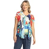Jess & Jane Pop Art Dolman Cap Sleeve Top - 60-1512