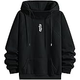 RUIZEHONG Fleece Hoodies for Men High Neck Sweatshirts Casual Loose Fit Lightweight Techwear Pullover Fall Winter