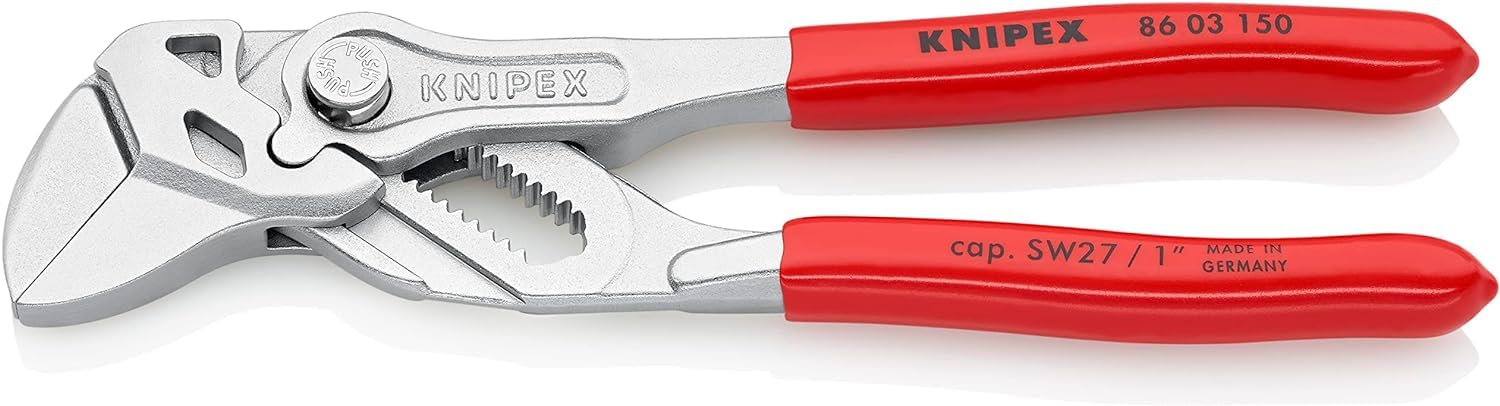 KNIPEX Pliers Wrench Pliers and a Wrench in a Single Tool Chrome-Plated with Plastic Coating 150 mm, 86 03 150