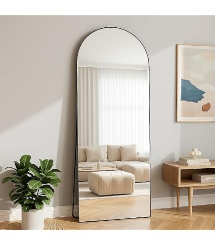 WISSMIELS 71x26 Inch Arched Full Length Mirror - Wall Mount Or Lean Floor Mirror With Aluminum Frame (Gold)