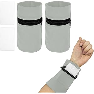 YELARXI Wrist Pouch, Wrist Wallet Wristband with PVC Card Pouch Zipper Wristband Sports Sweatbands for Men and Women