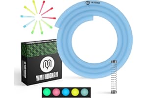 MY YIMI HOOKAH Yimi Hookah 1pcs Washable Glow in The Dark Silicone Hookah Hose Kit | 10 Disposable Glow Tips | 1 Stainless Steel Hose Spring