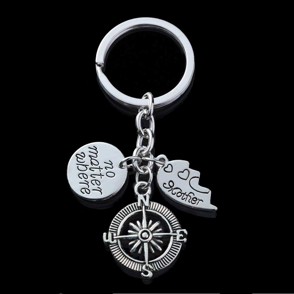Mom Key Ring Set Daughter Mom Key Chain Set Mothers Day Gift Key Ring Mother Daughter No Matter Where Pendant Keyring for Women Girl Set of 2pcs