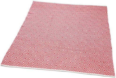 CYBER MONDAY MEGA SALES Trendsetter Homez Cotton Rug Diamond Pattern Design 4 x 6 Ft Hand Woven Flat Weave Area Rug (Red)