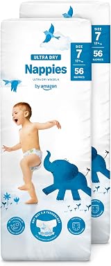 By Amazon 112 Ultra Dry Nappies Size 7 (17kg+) 2 x 56 Pack