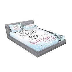 Ambesonne Eiffel Tower Fitted Sheet & Pillow Sham