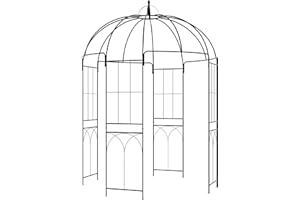 Outsunny Birdcage Shape Garden Arbour, Metal Gazebo Pergola Pavilion for Climbing Plants, Lights, Flowers, French Style Arch 