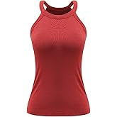AMVELOP Womens Ribbed Halter Tank Top Built in Bra Casual Sleeveless Summer Outfits 2025