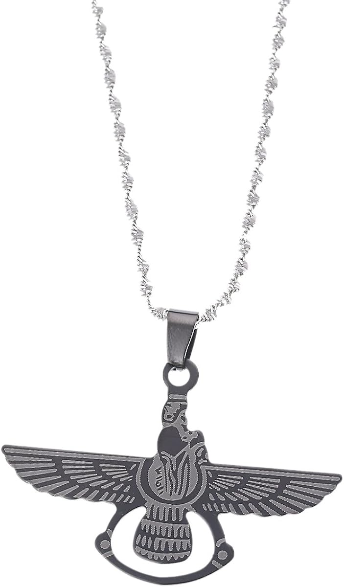 Persian Zoroastrianism Farvahar Pendant Stainless Steel Zarathustra,Ahura Mazda