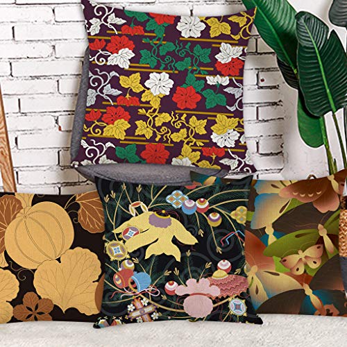 ☀ Dergo ☀ Pillow Case 4pcs Traditional Pattern Linen Pillow Pillowcase In Decorative Bedding 45X45 - Thumbnail 3