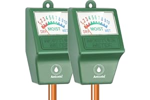 Antonki 2 Pack Soil Moisture Meter, Plant Water Monitor Hygrometer Sensor, Soil Water Tester Kit for Outdoor and Indoor Potted Plants, Flower, Gardening, Farming - No Battery Required