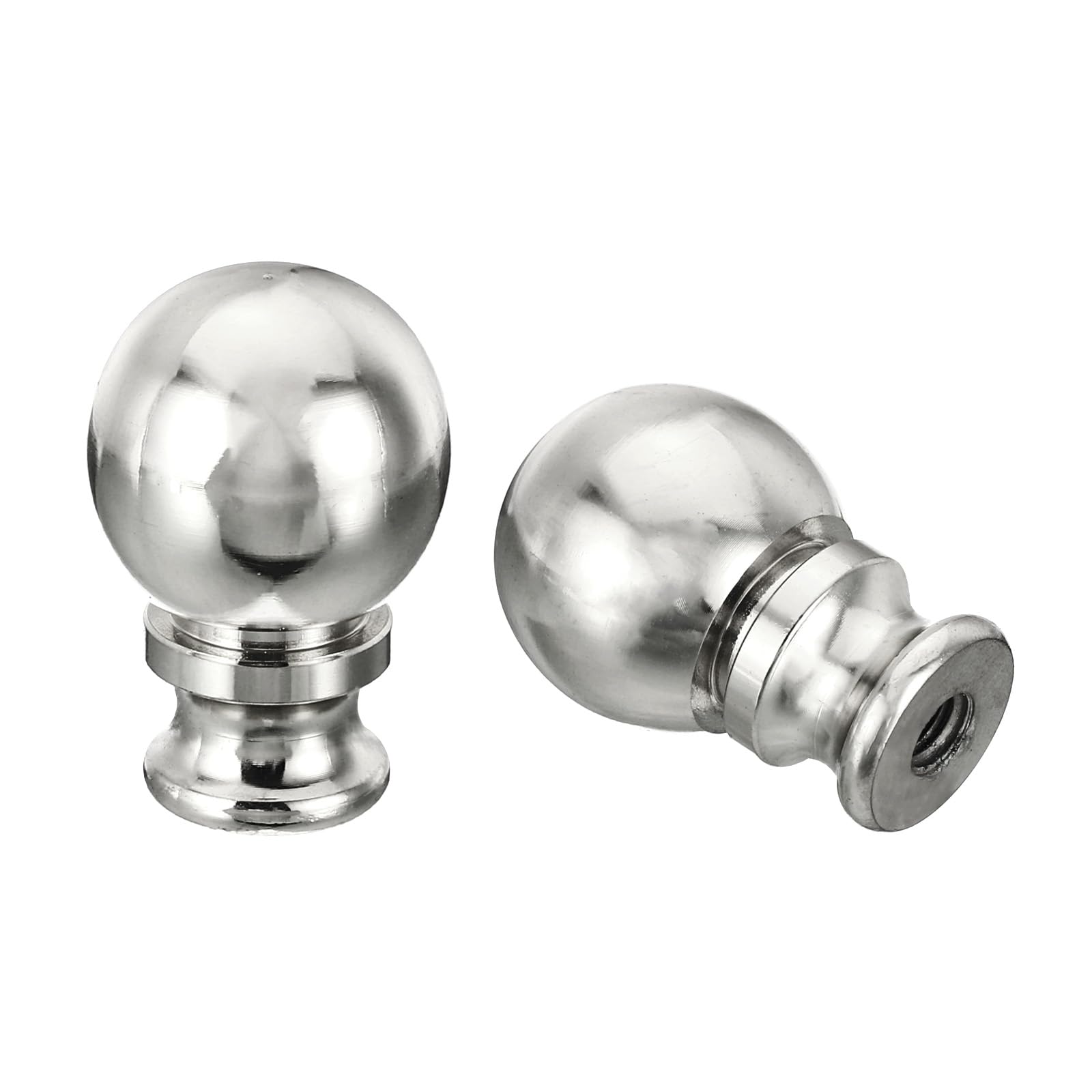 PATIKIL 1.5" Tall Aluminum Lamp Finials Cap Knob, 2Pcs Lamp Screw Holder Tapped 1/4-27 for Table and Floor Lamp Shade Decorations, Nickel Color