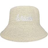 Bride Straw Bucket Hat Brown Beach Hat Bachelorette Accessory Bridal Headwear Bach Party Decorations Wedding Cap