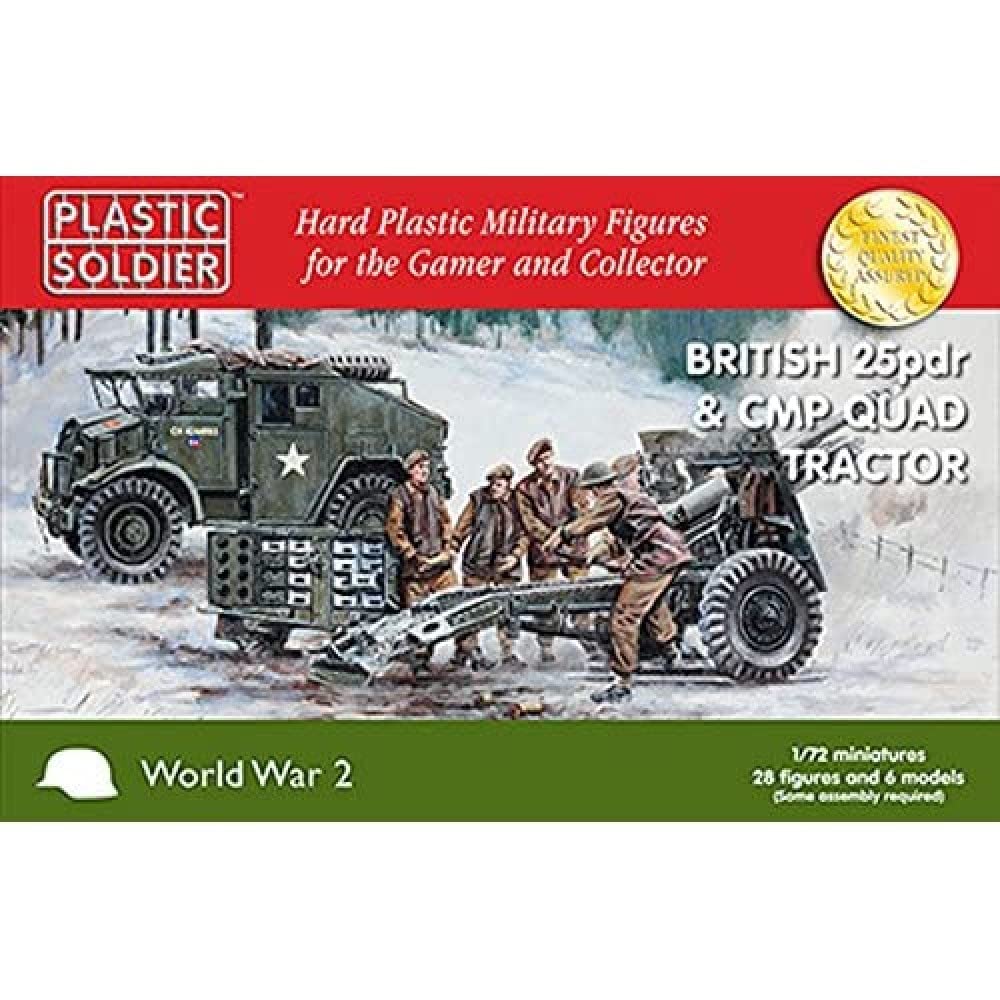 Plastic Soldier British 25pdr and CMP Quad Tractor 1/72nd Miniature, Multicolor