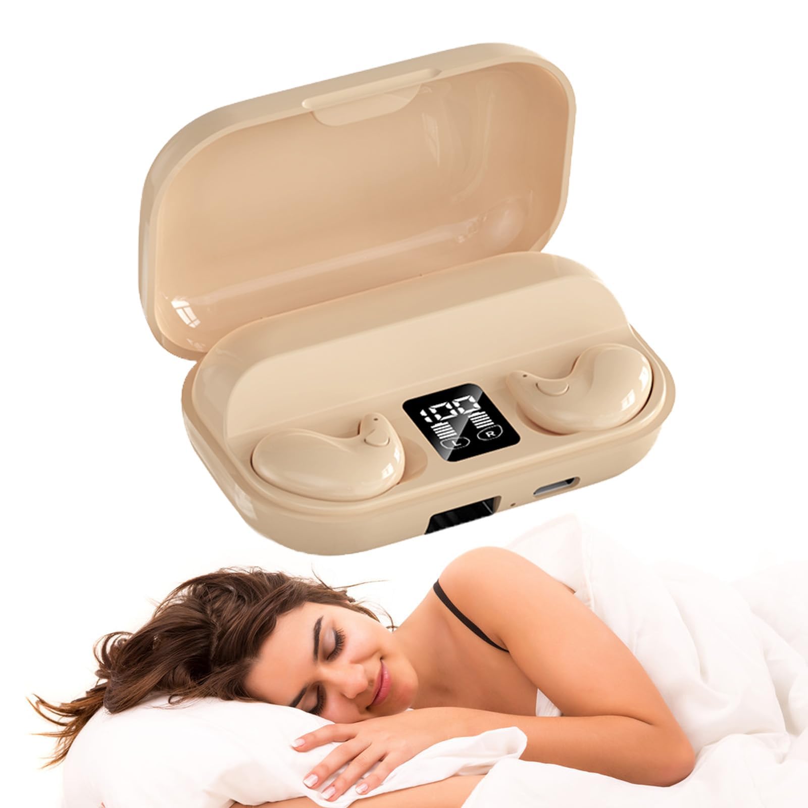 Sleep Invisible Headphones Mini Small Wireless Earbuds for Sleeping White Pink Earphones for Small Ears Kids Earbuds Bluetooth Sleep Ear Phones Bluetooth Headphones Noise Cancelling Ear Buds Wireless