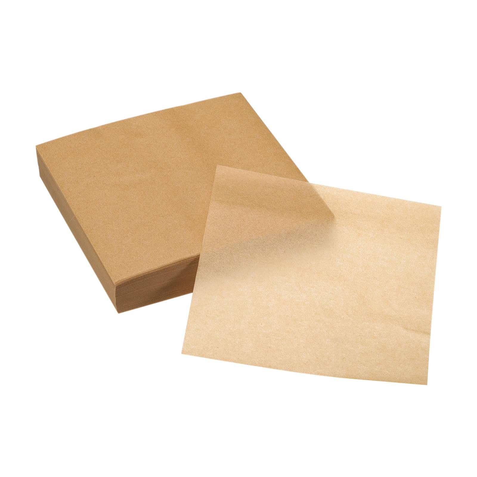 uxcell 500Pcs Air Fryer Parchment Paper, 5 Inch Square Air Fryer Liner, Non-Stick Steamer Liners for Oven, Microwave, Steaming Basket, Brown