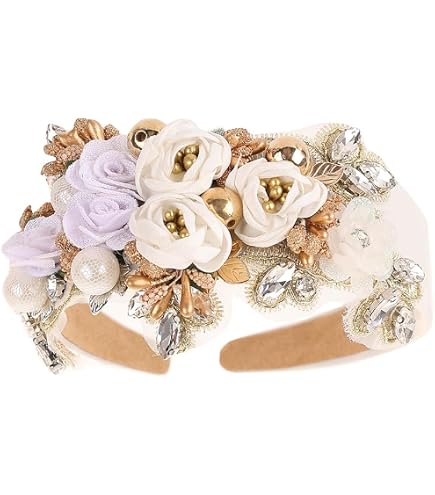 Amazon.com : Florate Baroque Crystal Flower Headband for  display picture 2