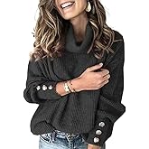 Womens Turtleneck Long Sleeve Tunic Sweater Loose Cable Knit Pullover Sweaters Top
