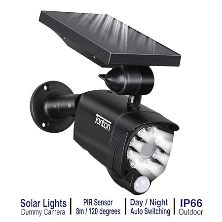 Tonton Solarleuchten Garten mit Bewegungsmelder außen Balkon 800-Lumen 5-Watts LED Außenlampe mit Bewegungsmelder LED, Alumin