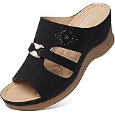 SHIBEVER Wedge Sandals for Women Slip On Platform Wedge Shoes Black Size 11