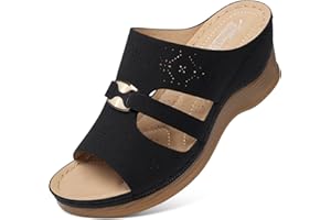 SHIBEVER Wedge Sandals for Women Hollow Out Slip On Platform Wedge Sandals Summer Casual Walking Shoes