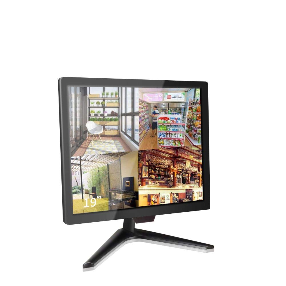 Cocar 19 inch CCTV Security Monitor, Security Surveillance Monitor for Home Security Systems Surveillance Camera STB PC, 1024x768 Vesa 10 * 10 Mounting Built-in Speaker, BNC/VGA/HDMI/Audio in & out