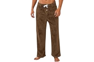 Mens Fleece Pj Pants, Plush Pajamas Bottoms for Men Warm Plush Sleep Pants Comfy Fuzzy Lounge Trousers Soft Sleepwear