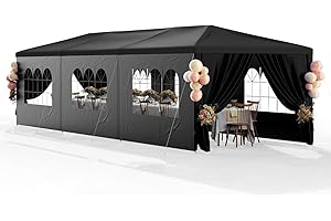 SUSICI 10x30 Black Outdoor Party Tent with 8 Removable Sidewalls Tents for Parties Gazebo Canopy Event Tent for Wedding, Birthday, Garden Parties and Backyard Patio BBQ Camping