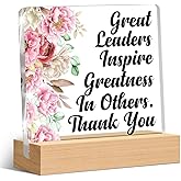 Boss Appreciation Gifts for Women, Leadership Thank You Gift Bosses Day Gifts for Boss Supervisor Great Leader Acrylic Clear Desk Decorative Sign Office Decor