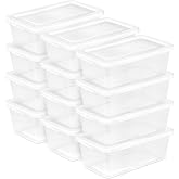 Sterilite Storage Boxes, Stackable Clear Plastic Bins, 6 Quart, 12-Pack | Containers with Snap-On Lids &ndash; Heavy-Duty Organizing Containers for Closet, Bathroom, and Office